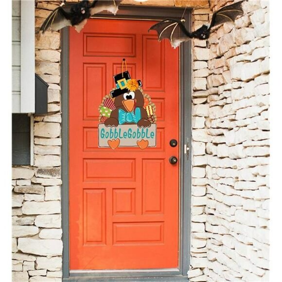 Thanksgiving Wooden Door Decor Thanksgiving Wreath for Front Door Turkey Door Ha - Picture 1 of 7